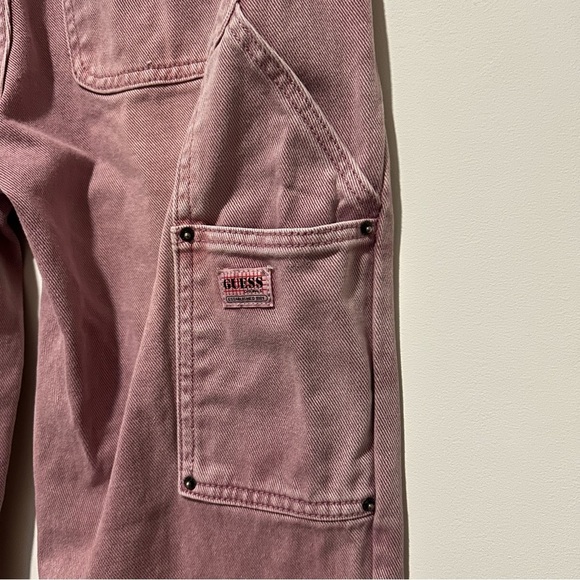 GUESS Originals Mid-Rise Women’s Overdye Slouchy Carpenter Pink Wash Jeans - Picture 6 of 16